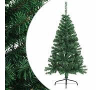 Mokuyary Demi-sapin de Noël artificiel avec support Vert 150 cm PVC Sapin de Noël artificiel réaliste Montage rapide pour la maison, le bureau, les magasins Décoration