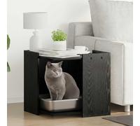 Mokuyary Enceinte pour Bac à Litière pour Chat Chêne Noir Salon B | Maison de Toilettes pour Chats, Table Basse pour Chambre, Balcon