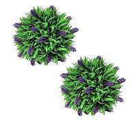 Mokuyary Ensemble de 2 Boules de buis Artificiel avec Lavande 28 cm Boules de Buis Artificielles, Fausse Plante pour Maison, Jardin, fête de Mariage Décoration