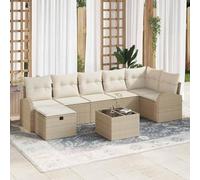 Mokuyary Ensemble de 8 canapés de jardin avec coussins avec rangement - Beige - En rotin synthétique - Salon de jardin - Salon de jardin - Pour terrasse, balcon, jardin - Z