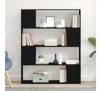 Mokuyary Ensemble de meubles TV, aspect chêne noir, 100 x 24 x 124,5 cm, bibliothèque, étagère de bureau, étagère de rangement, étagère décorative pour salon, chambre à coucher