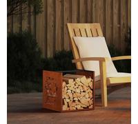 Mokuyary Étagère à Bois 40x40x40 cm Acier résistant aux intempéries Serre Bûche, Étagère de Rangement pour Porte Bûches de Cheminée, Support de Stockage de Bois de Chauffage -B