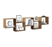 Mokuyary Étagère Cube Murale 5 Compartiments Vieux Bois Bois ingénierie Mural Tablette Flottant, Rangement Organisateur Suspendue Décoration pour Salon, Cuisine, Bureau, Salle de Bain