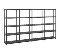 Mokuyary Étagère de rangement à 5 niveaux Noir 284x38x170 cm Plastique Étagère Charge Lourde, Stockage rayonnage Support de Rangement pour Cuisine, Salon, Garage, Atelier