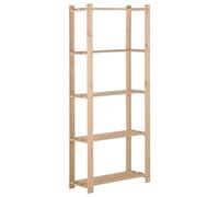 Mokuyary Étagère de stockage 5 niveaux 80x28,5x170 cm Bois de pin massif Étagère Charge Lourde, Stockage rayonnage Support de Rangement pour Cuisine, Salon, Garage, Atelier
