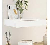 Mokuyary Étagère flottante murale avec 1 tiroir MDF blanc pour livres/DVD Étagère flottante avec tiroirs, pour couloir, salon, bureau 48 cm 48 cm