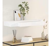 Mokuyary Étagère flottante murale avec 1 tiroir MDF blanc pour livres/DVD Étagère flottante avec tiroirs, pour couloir, salon, bureau 48 cm 80 cm