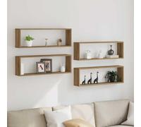 Mokuyary Étagère Murale avec Étagère Lot de 4 Chêne Artisan 80 x 15 x 26 cm Mural Tablette Flottant, Rangement Organisateur Suspendue Décoration pour Salon, Cuisine, Bureau, Salle de Bain