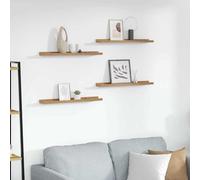 Mokuyary Étagère Murale Lot de 4 Marron 60 x 9 x 3 cm Bois d'ingénierie Mural Tablette Flottant, Rangement Organisateur Suspendue Décoration pour Salon, Cuisine, Bureau, Salle de Bain