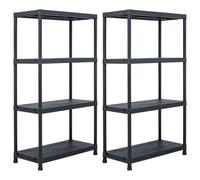 Mokuyary Étagères de rangement 2 pièce Noir 60x30x138 cm Plastique Étagère Charge Lourde, Stockage rayonnage Support de Rangement pour Cuisine, Salon, Garage, Atelier