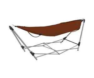 Mokuyary Hamac avec Support Pliable Marron, Hamac pour Jardin, d'interieur, Extérieur, Camping, Voyage, Randonnée, Bivouac