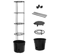 Mokuyary Jardinière à Tomate Anthracite Ø39x150 cm Polypropylène Lit Surélevé de Jardin, Bac de Plantation pour Cultiver Fleur Plantes Succulentes, Terrasse, Patio, Balcon