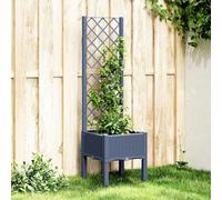 Mokuyary Jardinière avec Treillis Bleu Gris 40x40x142 cm PP Lit Surélevé de Jardin, Bac de Plantation pour Cultiver Fleur Plantes Succulentes, Terrasse, Patio, Balcon