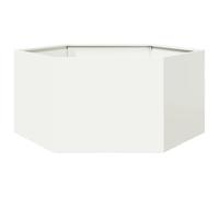 Mokuyary Jardinière Blanc hexagone 104x90x45 cm Acier Lit Surélevé de Jardin, Bac de Plantation pour Cultiver Fleur Plantes Succulentes, Terrasse, Patio, Balcon