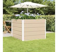 Mokuyary Jardinière Ivoire 100 x 100 x 75 cm Acier Lit Surélevé de Jardin, Bac de Plantation pour Cultiver Fleur Plantes Succulentes, Terrasse, Patio, Balcon