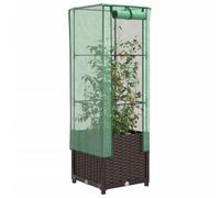 Mokuyary Jardinière surélevée avec embout de serre aspect rotin 40 x 40 x 139 cm - Jardinière pour légumes, fleurs et plantes succulentes - Jardinière pour jardin, terrasse - A