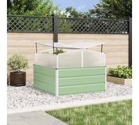 Mokuyary Jardinière Vert Pastel 100 x 100 x 77 cm Acier galvanisé Lit Surélevé de Jardin, Bac de Plantation pour Cultiver Fleur Plantes Succulentes, Terrasse, Patio, Balcon