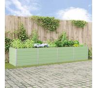 Mokuyary Jardinière Vert Pastel 195 x 100 x 45 cm Acier galvanisé Lit Surélevé de Jardin, Bac de Plantation pour Cultiver Fleur Plantes Succulentes, Terrasse, Patio, Balcon -F