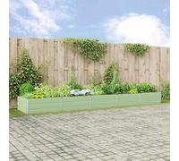 Mokuyary Jardinière Vert Pastel 195 x 100 x 45 cm Acier galvanisé Lit Surélevé de Jardin, Bac de Plantation pour Cultiver Fleur Plantes Succulentes, Terrasse, Patio, Balcon -G