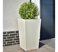 Mokuyary Jardinières 2 Pièce Blanc 45x45x75 cm Acier Lit Surélevé de Jardin, Bac de Plantation pour Cultiver Fleur Plantes Succulentes, Terrasse, Patio et Balcon