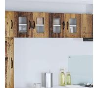 Mokuyary Kalmar Lot de 2 armoires de cuisine avec rangement en bois recyclé 60 x 31 x 40 cm - Armoires de cuisine suspendues - Armoires de rangement flottantes - Modèle 2 armoires murales en verre (2