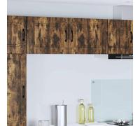 Mokuyary Kalmar - Lot de 2 armoires de cuisine - Chêne fumé - 50 x 31 x 40 cm - Armoires de cuisine suspendues - Armoires de rangement flottantes - 2 armoires murales (1 porte)