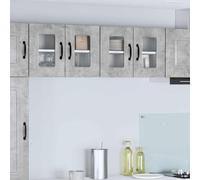 Mokuyary Kalmar Lot de 2 armoires de cuisine suspendues - Gris béton - 60 x 31 x 40 cm - 2 armoires murales en verre (2 portes)