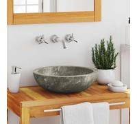Mokuyary Lavabo Gris Ø40x12 cm Marbre Lavabo, Vasque à Poser au-dessus du Comptoir pour Salle de Bains, WC d'invités, Hôtel, Toilettes -A