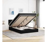 Mokuyary Lit ottoman avec matelas et LED - Noir - 140 x 190 cm - Cadre de lit en velours - Cadre de lit avec sommier à lattes - Cadre de lit - Montage facile - Pour chambre à coucher et chambre d'amis