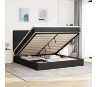 Mokuyary Lit ottoman avec matelas et LED Noir 200 x 200 cm Cadre de lit en velours Cadre de lit avec sommier à lattes Cadre de lit Montage facile pour chambre à coucher et chambre d'amis A5