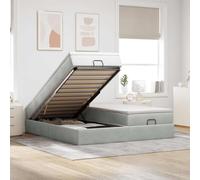 Mokuyary Lit ottoman avec matelas gris clair 180 x 200 cm | Cadre de lit en velours | Lit avec sommier à lattes | Plateforme | Montage facile pour chambre à coucher et chambre d'amis A1