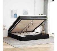 Mokuyary Lit ottoman avec matelas noir 160 x 200 cm | Cadre de lit en tissu | Lit avec sommier à lattes | Cadre de lit plateforme | Montage facile | pour chambre à coucher et chambre d'amis A1