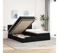 Mokuyary Lit Ottoman avec matelas noir 200 x 200 cm | Cadre de lit en velours | Lit avec sommier à lattes | Plateforme | Montage facile | pour chambre à coucher et chambre d'amis A1