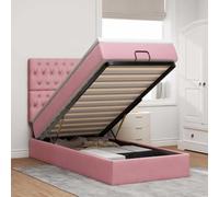 Mokuyary Lit ottoman avec matelas rose 90 x 200 cm | Cadre de lit en velours | Lit avec sommier à lattes | Plateforme | Montage facile | pour chambre à coucher et chambre d'amis A3