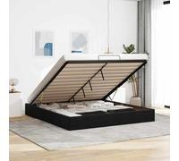 Mokuyary Lit Ottoman sans matelas - Cadre de lit 200 x 200 cm - Lit avec sommier à lattes - Plateforme - Montage facile - Pour chambre à coucher et chambre d'amis - Noir