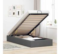 Mokuyary Lit ottoman sans matelas Gris foncé 80 x 200 cm Cadre de lit en tissu pour lit simple et double pour adolescent