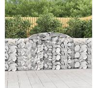 Mokuyary Lot de 13 gabions à arc haut - 300 x 30 x 100/120 cm - En fer galvanisé - Pour pierres - Pour paysage, jardin