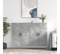 Mokuyary Lot de 2 armoires murales Gris béton 69,5 x 34 x 90 cm - Armoire à pharmacie - Armoire de rangement - Armoire murale pour salle de bain - Cuisine et couloir - Modèle rond - Noir