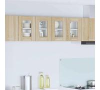 Mokuyary Lot de 2 armoires suspendues en chêne Sonoma - 60 x 31 x 40 cm - Modèle : 2 armoires murales en verre suspendues (2 portes) - Largeur : 60 cm - Hauteur : 40 cm