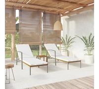 Mokuyary Lot de 2 chaises longues avec table, en polyrotin, marron, chaise de jardin, chaise de plage, chaise longue pour jardin et piscine, chaise de danse, d'extérieur durable