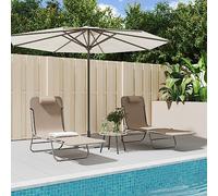 Mokuyary Lot de 2 chaises longues pliables, en textilène et acier, pour jardin et piscine, longue durée de vie