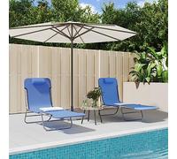 Mokuyary Lot de 2 chaises longues pliantes - En textilène et acier - Bleu - Pour jardin et piscine - Longue durée de vie