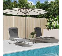 Mokuyary Lot de 2 chaises longues pliantes en textilène et acier, pour jardin et piscine, longue durée de vie