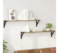 Mokuyary Lot de 2 étagères murales en chêne artisan, 80 x 15 x 15,5 cm, en bois, étagères flottantes, étagères suspendues décoratives, étagère murale pour décoration murale, chambre à coucher, cuisine