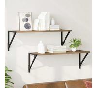 Mokuyary Lot de 2 étagères murales en chêne artisan, 80 x 25 x 25,5 cm, en bois, étagères flottantes, étagères suspendues décoratives, étagère murale pour décoration murale, chambre à coucher, cuisine