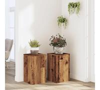 Mokuyary Lot de 2 supports de plantes en bois de chêne vieilli 30 x 30 x 50 cm Étagère creuse haute résistance qui peut être remplie de sable et de gravier pour fleurs, pot, plante de maison