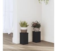 Mokuyary Lot de 2 supports de plantes en bois d'ingénierie noir 10 x 10 x 18 cm Étagère creuse haute résistance qui peut être remplie de sable et de gravier pour fleurs, pot, plante de maison