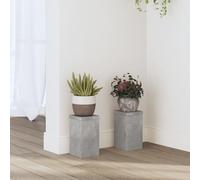 Mokuyary Lot de 2 supports de plantes en bois gris béton 10 x 10 x 18 cm Étagère creuse haute résistance qui peut être remplie de sable et de gravier pour fleurs, pot, plante de maison