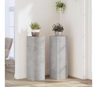 Mokuyary Lot de 2 supports de plantes en bois gris béton 25 x 25 x 80 cm Étagère creuse haute résistance qui peut être remplie de sable et de gravier pour fleurs, pot, plante de maison