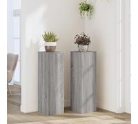 Mokuyary Lot de 2 supports de plantes en bois gris Sonoma 25 x 25 x 80 cm Étagère creuse haute résistance qui peut être remplie de sable et de gravier pour fleurs, pot, plante de maison